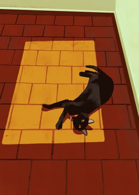 Black cat illustration 