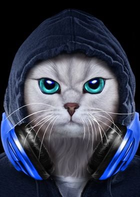 Hip Hop Tabby Cat in Hood