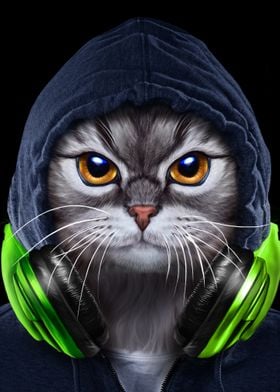 Hip Hop Tabby Cat in Hood