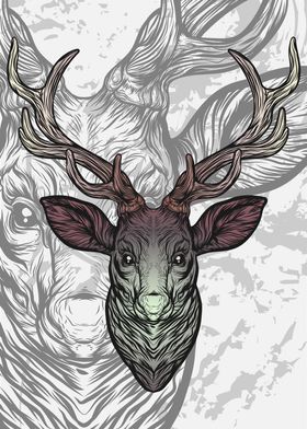 Deer Ink Drawing