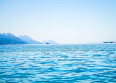 asian ocean with mountains