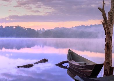 Sunrise on Lake with boats