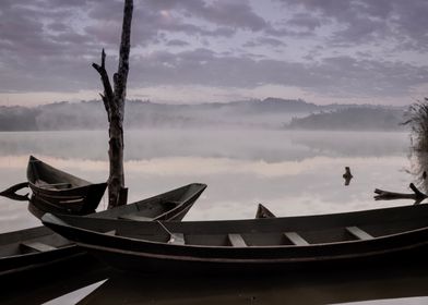 Sunrise on Lake with boats