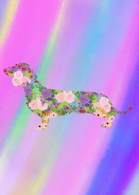 Floral Dachshund Unicorn