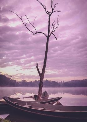 Sunrise on Lake with boats