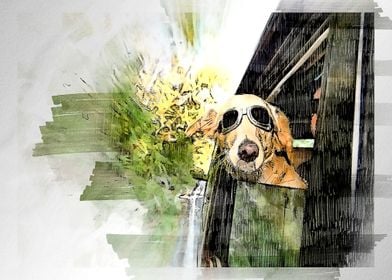 dog watercolor painting