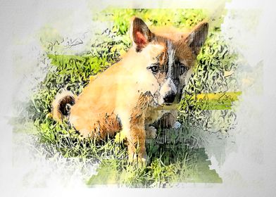 dog watercolor painting