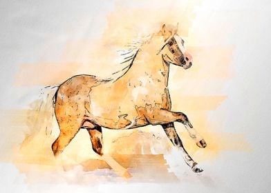 horses  watercolor