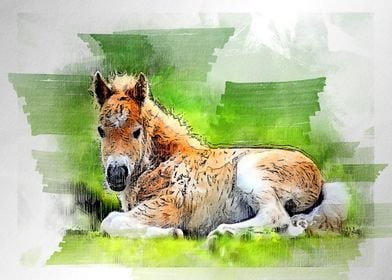 horses  watercolor