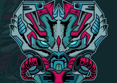 mecha mask illustration 