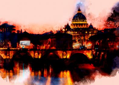 Rome panorama painting