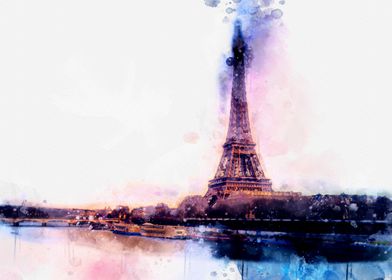 Paris Eiffel Tower Skyline