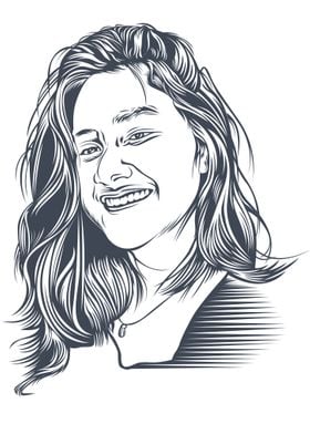 woman smile in line art