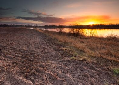 Water Landscape Lake Sunse