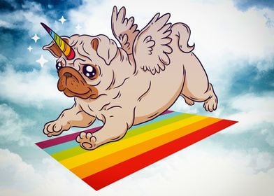 Pug Unicorn Carpet Fantasy