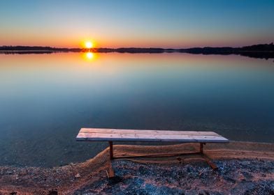 Sunset Lake Bench Water Na