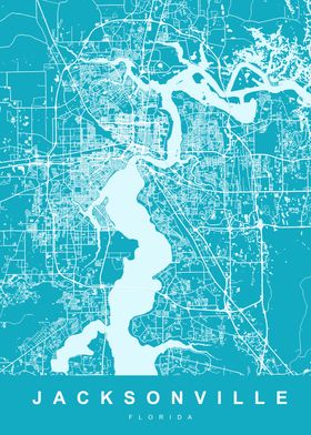 'Map Jacksonville Map US' Poster by UrbanMaps | Displate