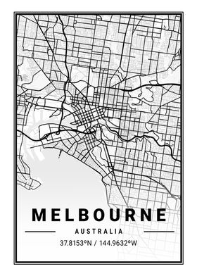 Melbourne Light City Map