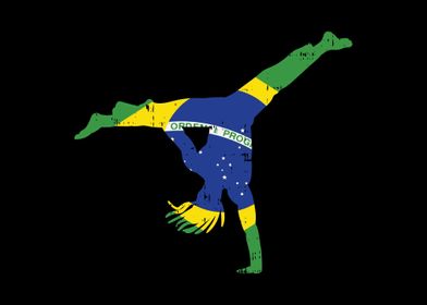 Capoeira Pose Brazil Flag