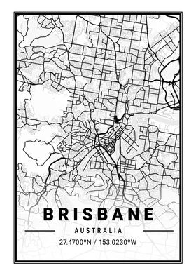 Brisbane Light City Map