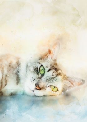 Beautiful kitty watercolor