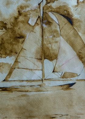 Sailing watercolor 