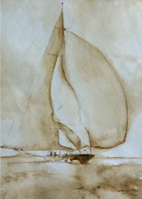 Sailing watercolor 