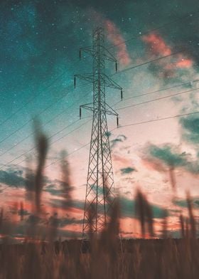 starry transmission tower
