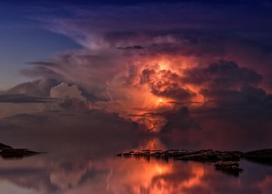 Orage Ocean Crepuscule