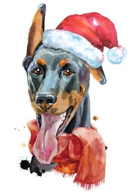 CHRISTMAS DOBERMAN DOG