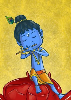 BABY KRISHNA AND FLUTE' Poster by ASP ARTS | Displate