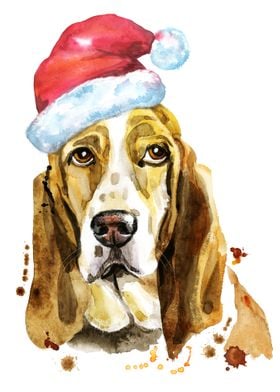 CHRISTMAS BASSET HOUND DOG