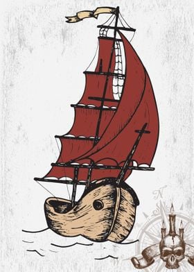 Hand Drawn Old Ship