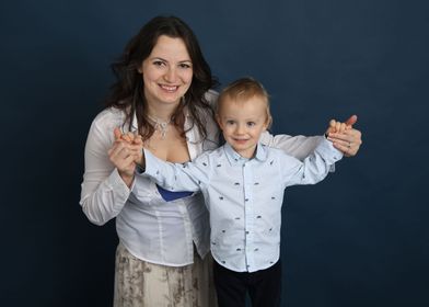 Mum and son flying