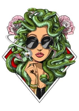 Medusa Hippie Smoking Weed