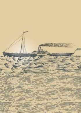 Old Sketch of an Steamship