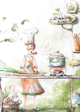 Draw fantasy world cooking