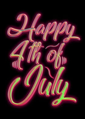 Happy 4th July Lettering