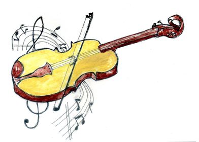 Yellow violin drawing