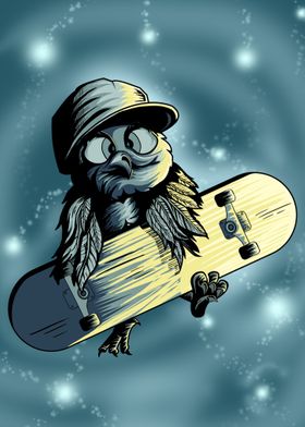 Owl Skateboarding galaxy