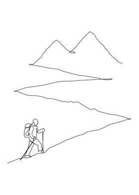 One Line Hiking Poster