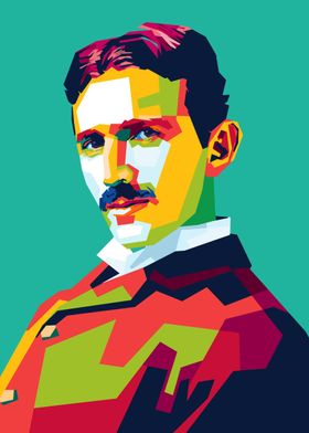 Nikola Tesla pop art WPAP