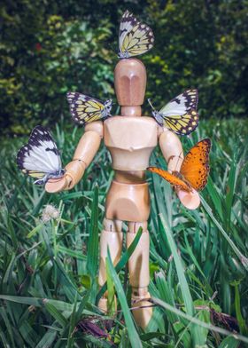 Manikin with butterflies