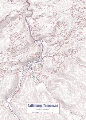 Gatlinburg TN Map Flag 