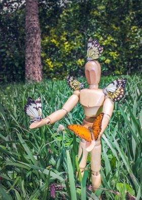 Manikin with butterflies