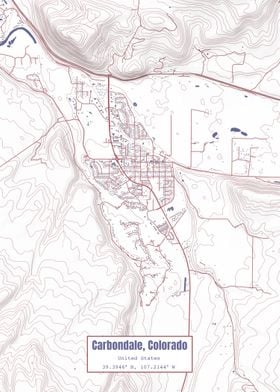 Carbondale CO Map USA Flag