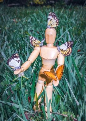 Manikin with butterflies