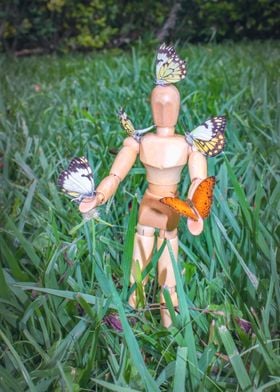 Manikin with butterflies