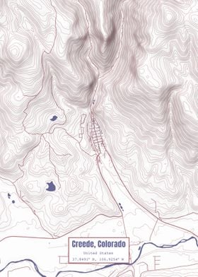 Creede CO Map USA Flag