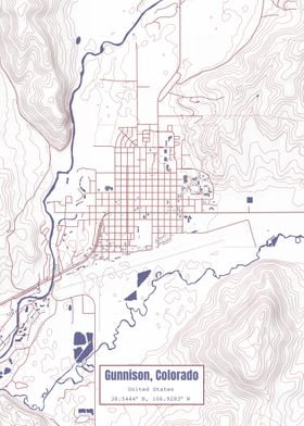 Gunnison CO Map USA Flag